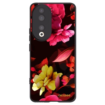 Picasee silikonowe czarne etui na Honor 90 5G - Dark Peonny