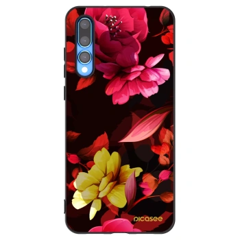 Picasee silikonowe czarne etui na Huawei P20 Pro - Dark Peonny