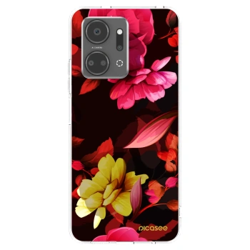 Picasee silikonowe przeźroczyste etui na Honor X7a - Dark Peonny