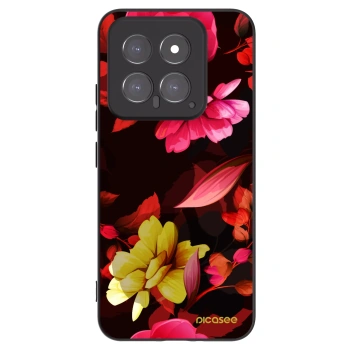 Picasee silikonowe czarne etui na Xiaomi 14 - Dark Peonny