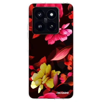 Picasee silikonowe przeźroczyste etui na Xiaomi 14 Pro - Dark Peonny