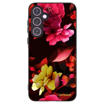 Picasee silikonowe czarne etui na Samsung Galaxy A35 5G A356B - Dark Peonny