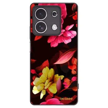 Picasee silikonowe czarne etui na Xiaomi Redmi Note 13 4G - Dark Peonny