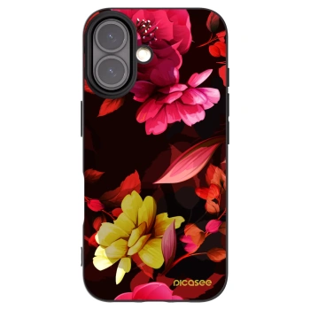 Picasee silikonowe czarne etui na Apple iPhone 16 - Dark Peonny