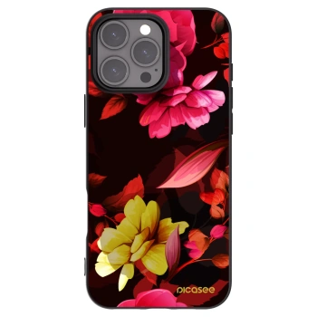 Picasee silikonowe czarne etui na Apple iPhone 16 Pro Max - Dark Peonny