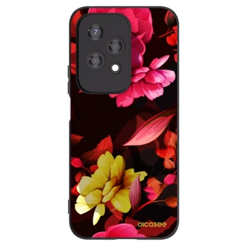 Picasee silikonowe czarne etui na Honor 200 Lite - Dark Peonny