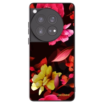 Picasee silikonowe czarne etui na OnePlus 12 5G - Dark Peonny