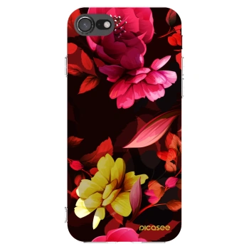 Picasee silikonowe przeźroczyste etui na Apple iPhone 7 - Dark Peonny