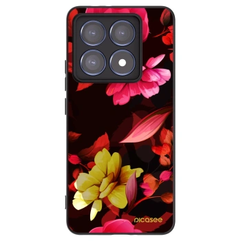 Picasee silikonowe czarne etui na Xiaomi 14T Pro - Dark Peonny