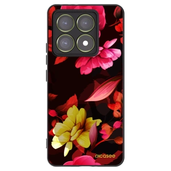 Picasee silikonowe czarne etui na Xiaomi 14T - Dark Peonny