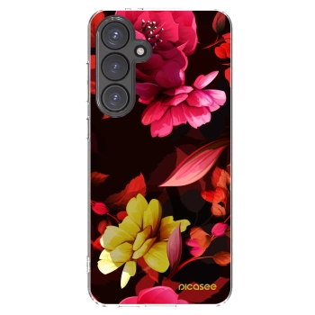 Picasee silikonowe przeźroczyste etui na Samsung Galaxy S24 FE S721B - Dark Peonny