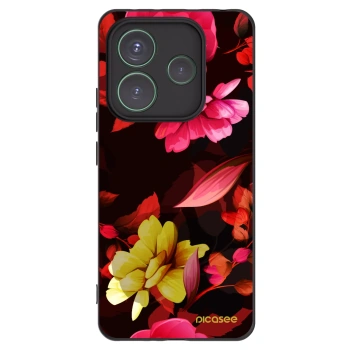 Picasee silikonowe czarne etui na Xiaomi Redmi Note 14 5G - Dark Peonny