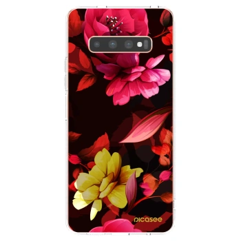 Picasee silikonowe przeźroczyste etui na Samsung Galaxy S10 Plus G975 - Dark Peonny