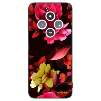 Picasee silikonowe czarne etui na Xiaomi Redmi 14C - Dark Peonny