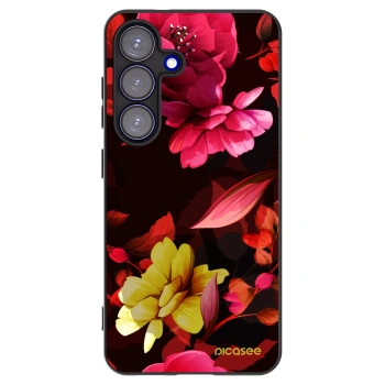 Picasee silikonowe czarne etui na Samsung Galaxy S25 5G - Dark Peonny