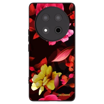Picasee silikonowe czarne etui na Honor Magic7 Lite 5G - Dark Peonny