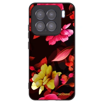Picasee silikonowe czarne etui na Xiaomi 15 - Dark Peonny