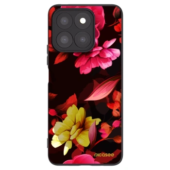 Picasee silikonowe czarne etui na Honor X8c - Dark Peonny