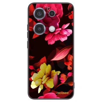 Picasee silikonowe czarne etui na Xiaomi Redmi Note 14S - Dark Peonny