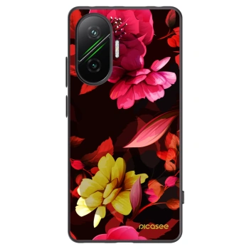 Picasee silikonowe czarne etui na Xiaomi Poco F7 5G - Dark Peonny