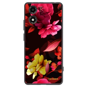 Picasee silikonowe czarne etui na Motorola Moto E14 - Dark Peonny