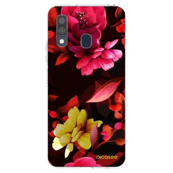 Picasee silikonowe przeźroczyste etui na Samsung Galaxy A40 A405F - Dark Peonny