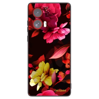 Picasee silikonowe czarne etui na Motorola Edge 50 Fusion - Dark Peonny