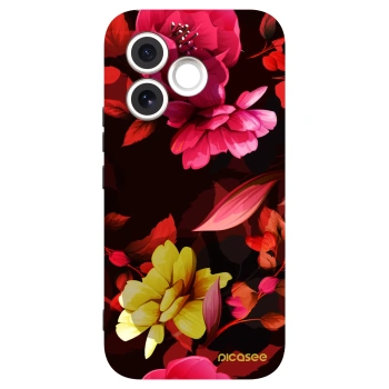 Picasee silikonowe czarne etui na Honor 600 Lite - Dark Peonny