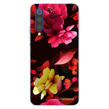 Picasee silikonowe przeźroczyste etui na Xiaomi Mi 9 SE - Dark Peonny