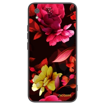Picasee silikonowe czarne etui na Xiaomi Redmi 7A - Dark Peonny