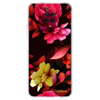 Picasee silikonowe przeźroczyste etui na Xiaomi Redmi Note 9 Pro - Dark Peonny