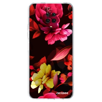 Picasee silikonowe przeźroczyste etui na Xiaomi Redmi Note 9S - Dark Peonny