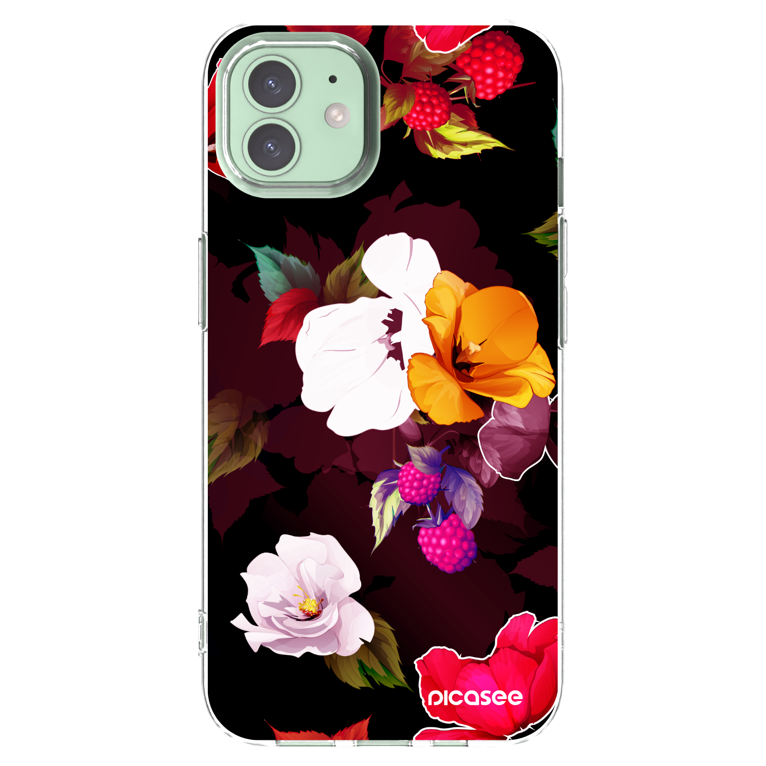 Picasee silikonowe przeźroczyste etui na Apple iPhone 12 - Flowers and Berries