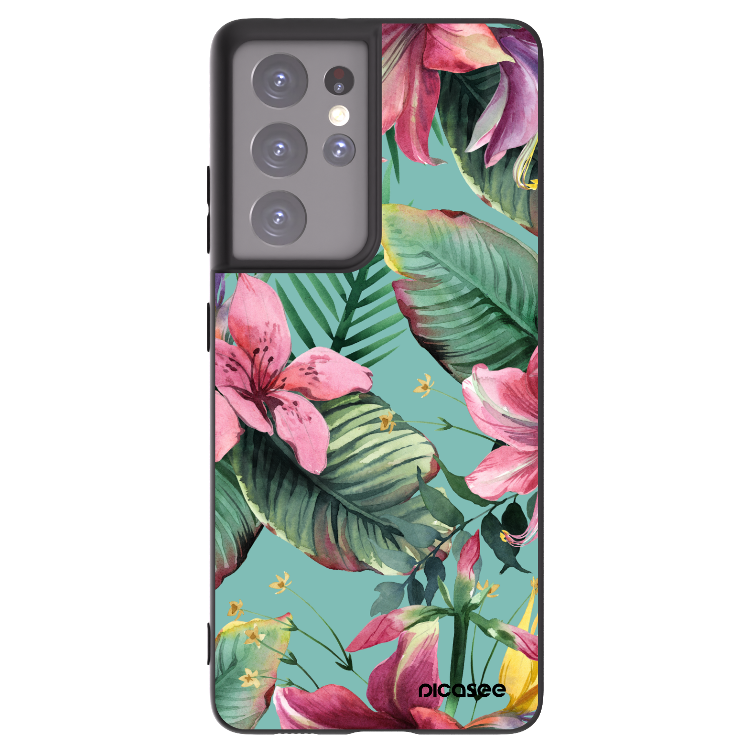 Picasee silikonowe czarne etui na Samsung Galaxy S21 Ultra 5G G998B - Hawaii