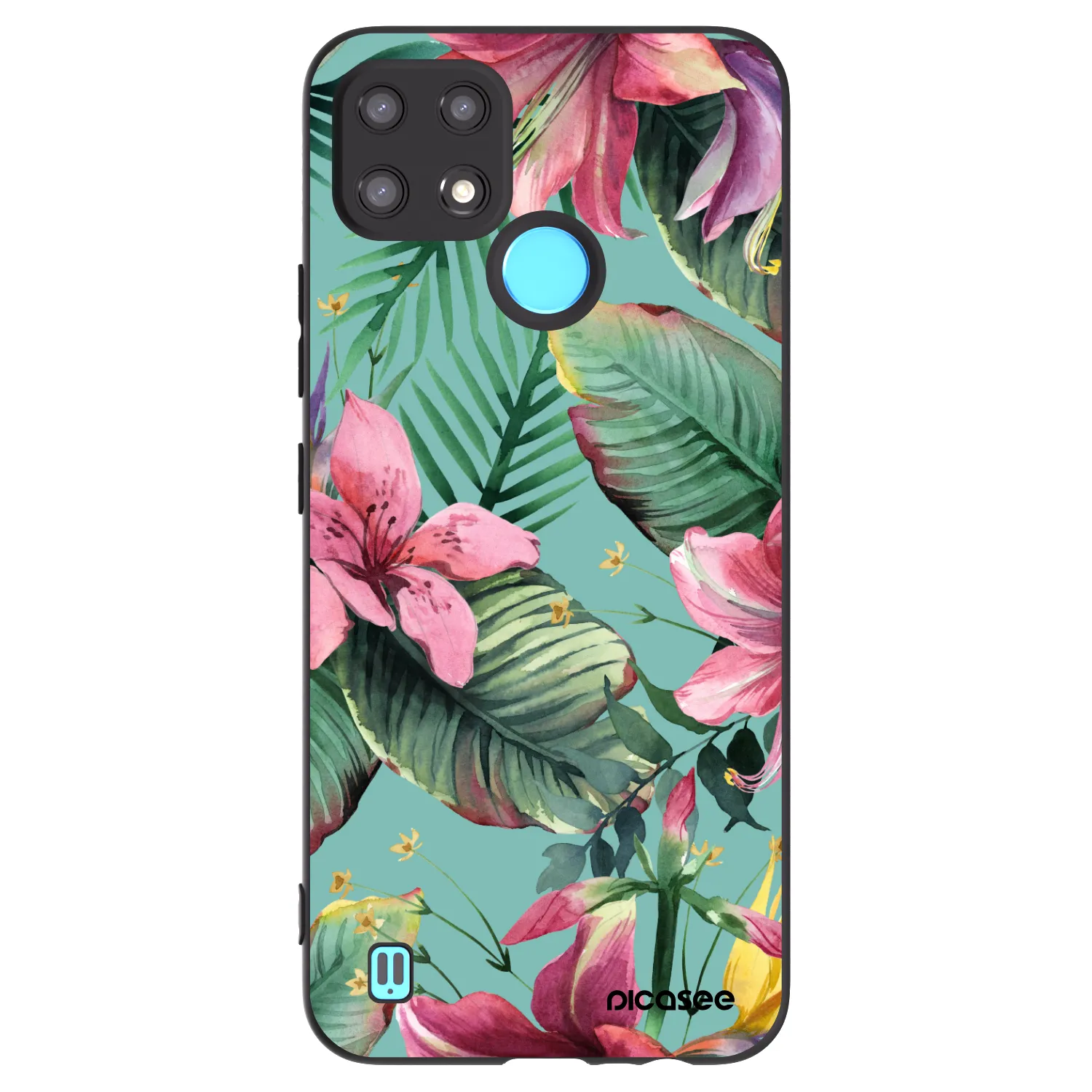Picasee silikonowe czarne etui na Realme C21 - Hawaii