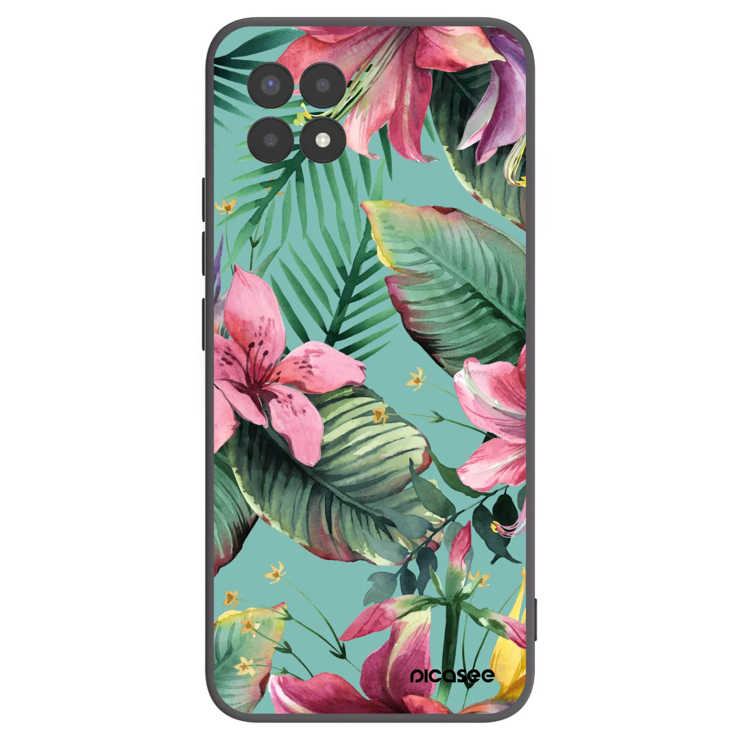 Picasee silikonowe czarne etui na Realme 8i - Hawaii