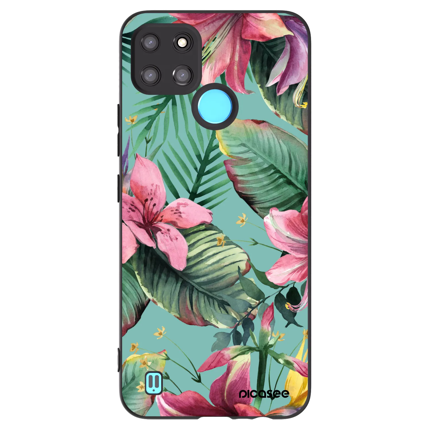 Picasee silikonowe czarne etui na Realme C21Y - Hawaii