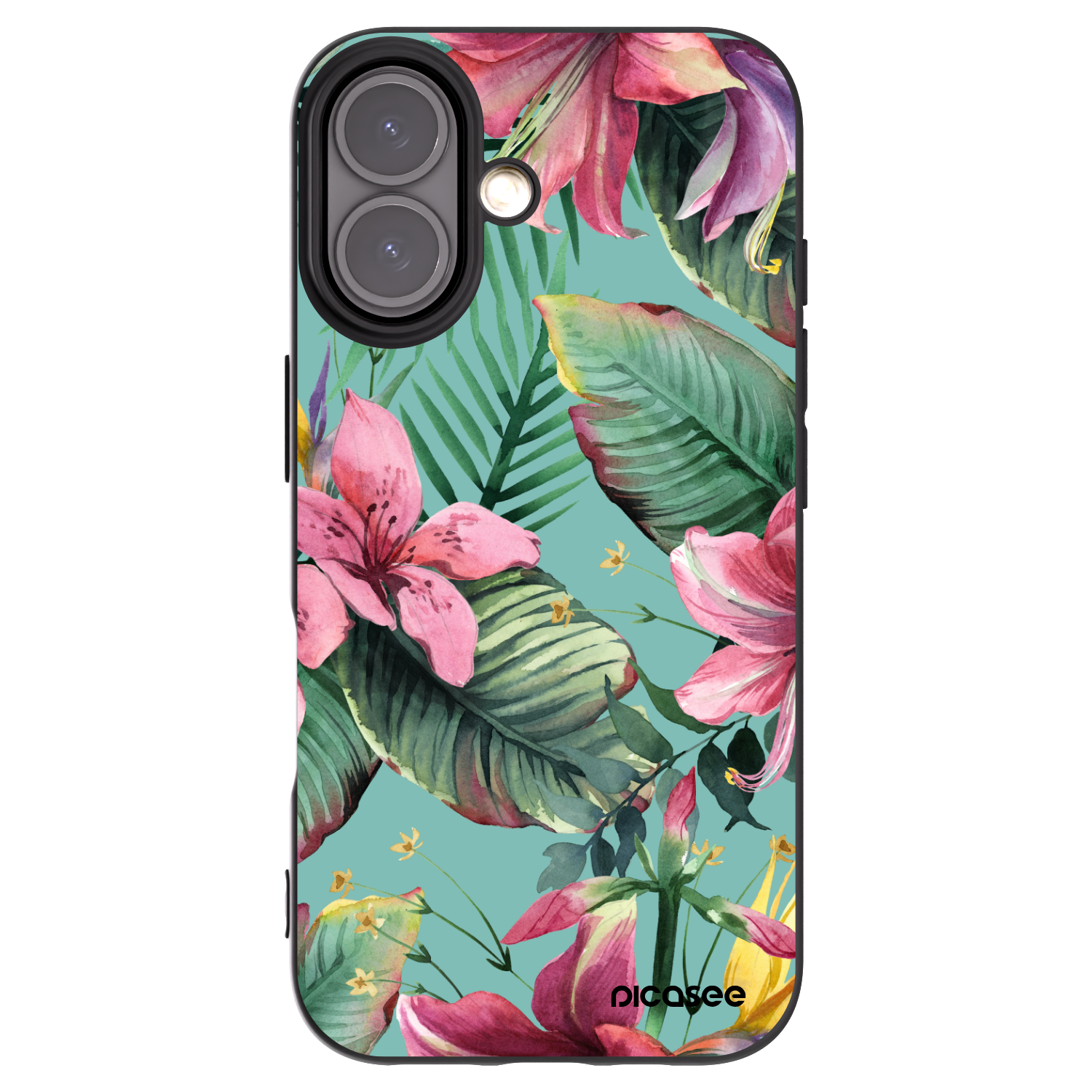 Picasee silikonowe czarne etui na Apple iPhone 16 - Hawaii