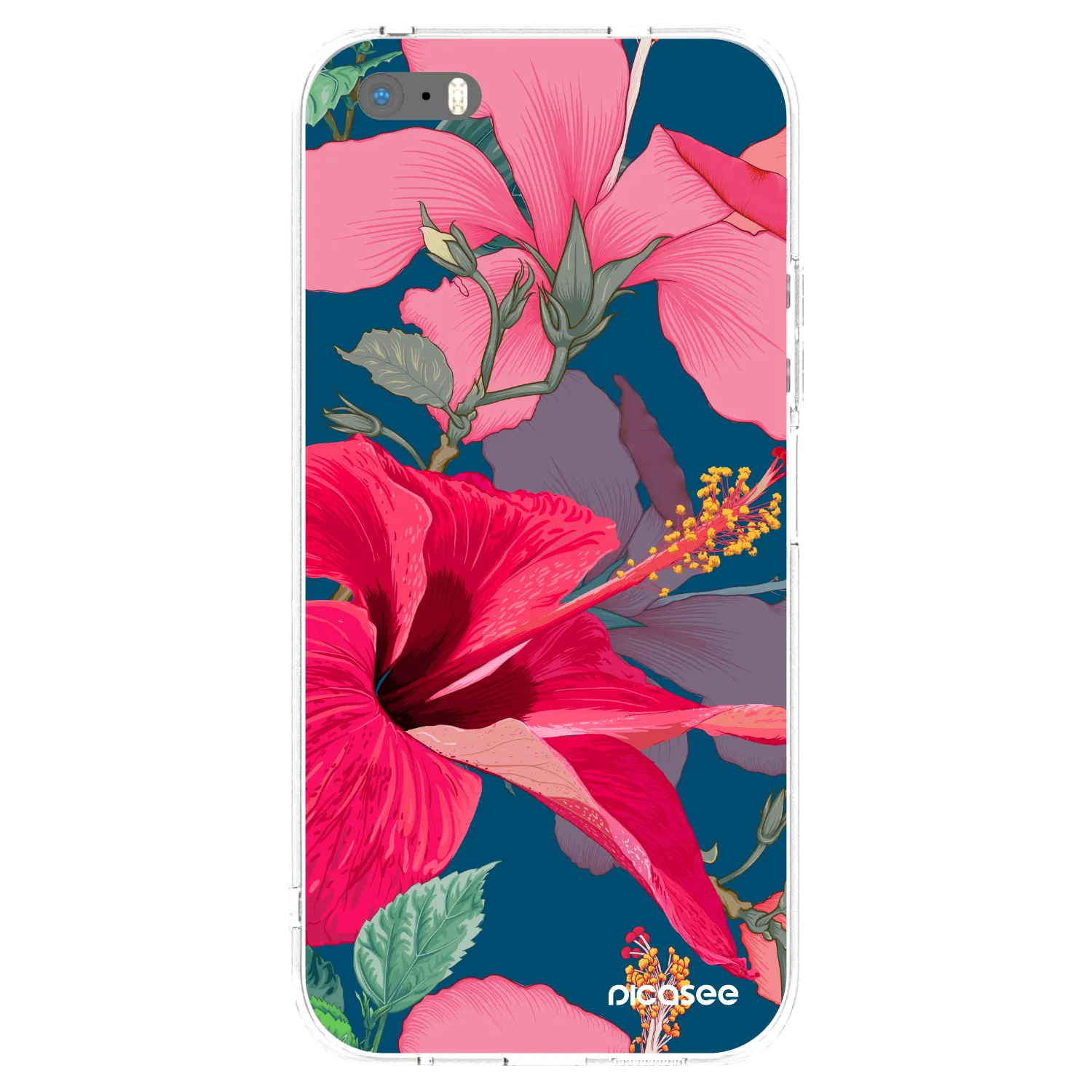 Picasee silikonowe przeźroczyste etui na Apple iPhone 5/5S/SE - Hibiscus