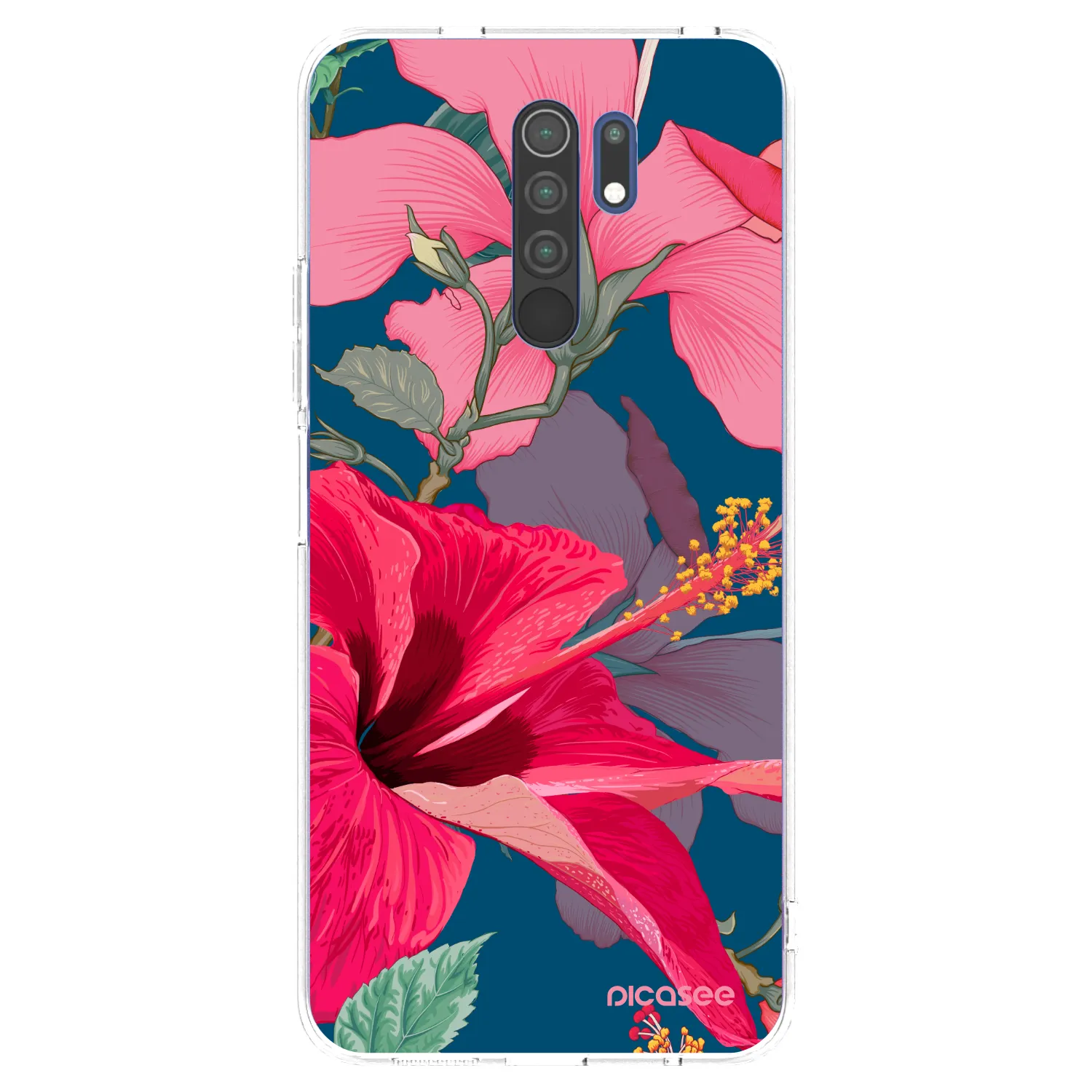 Picasee silikonowe przeźroczyste etui na Xiaomi Redmi 9 - Hibiscus