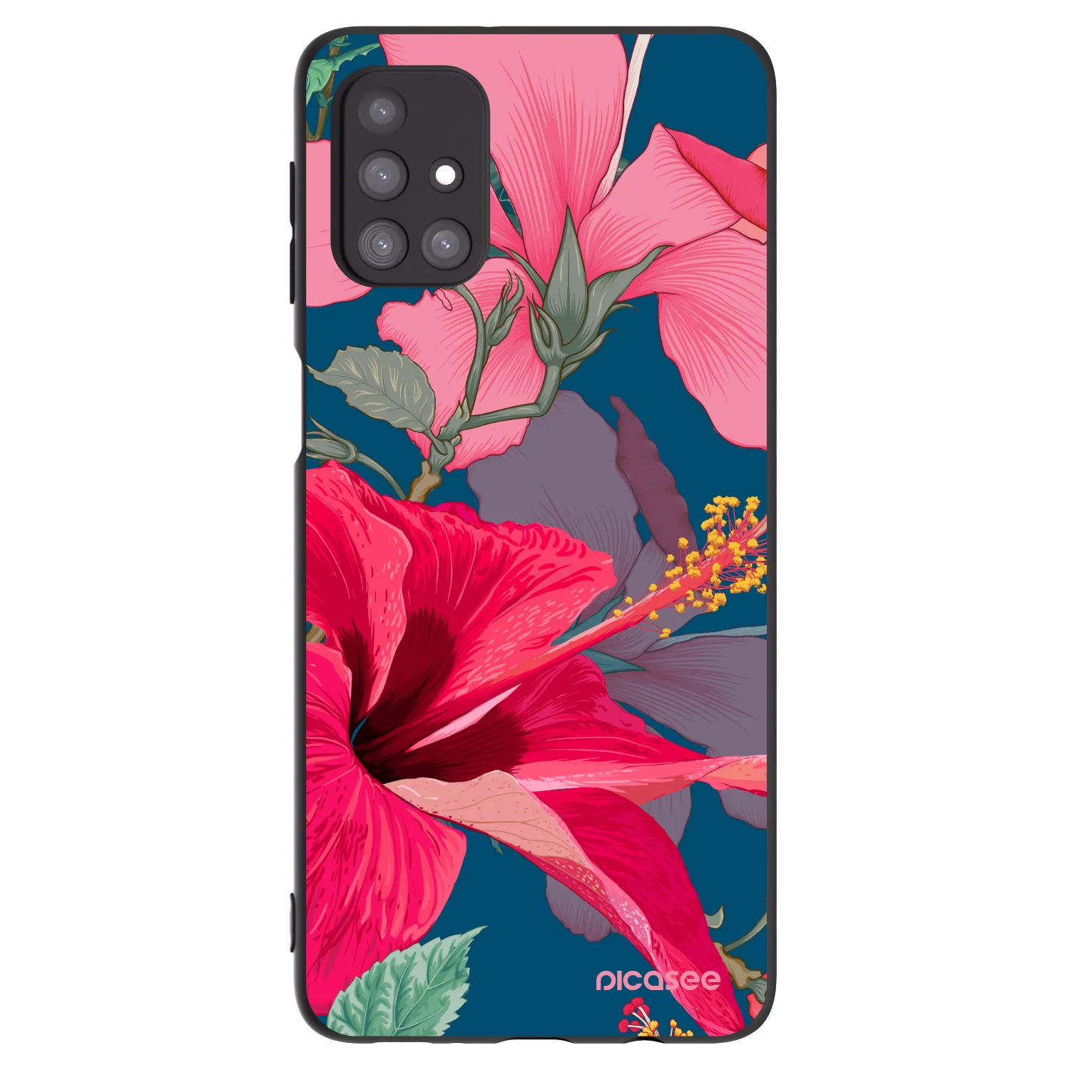 Picasee silikonowe czarne etui na Samsung Galaxy M31s - Hibiscus