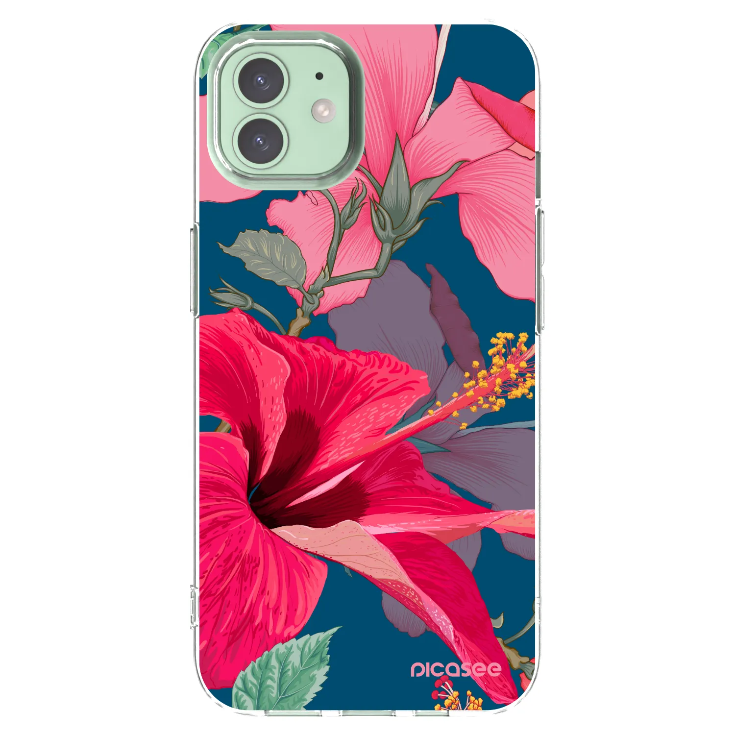 Picasee silikonowe przeźroczyste etui na Apple iPhone 12 - Hibiscus