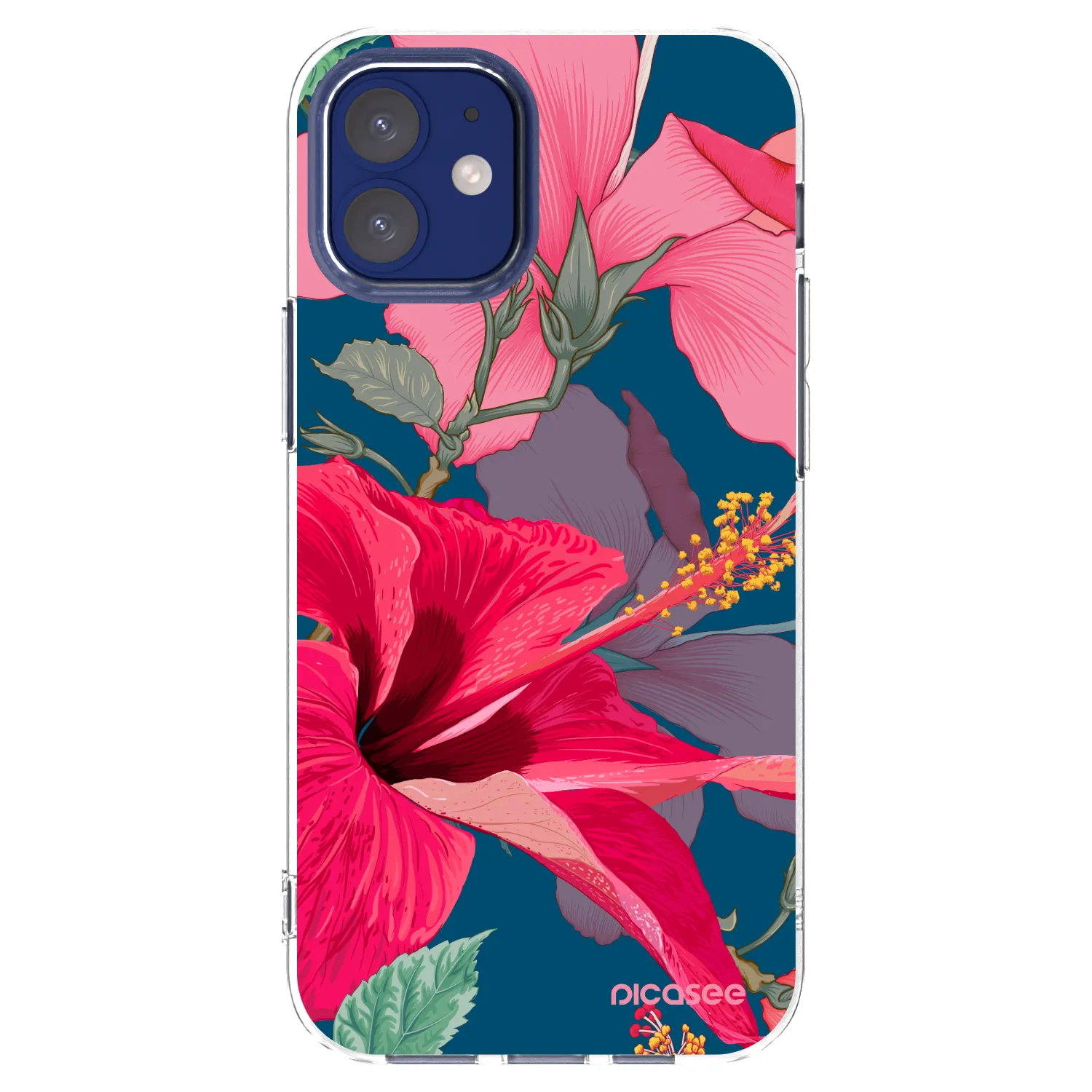Picasee silikonowe przeźroczyste etui na Apple iPhone 12 mini - Hibiscus