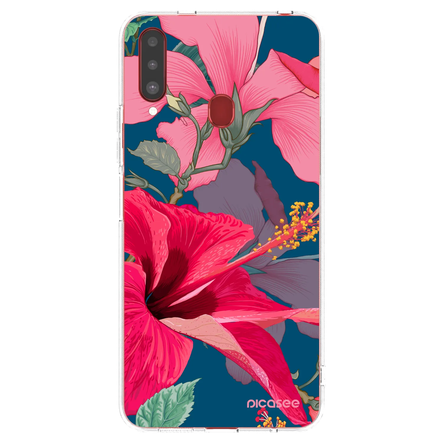 Picasee silikonowe przeźroczyste etui na Samsung Galaxy A20s - Hibiscus