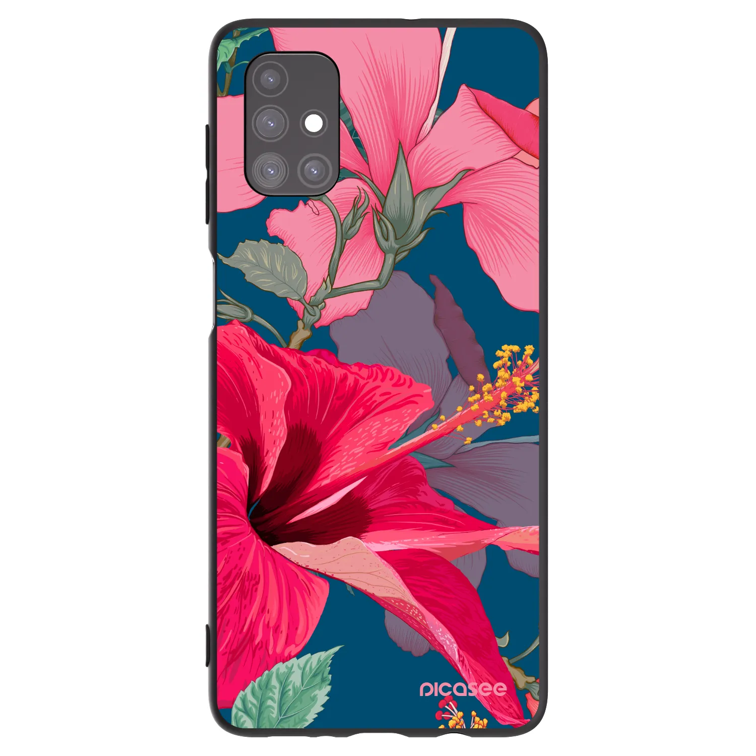 Picasee silikonowe czarne etui na Samsung Galaxy M51 M515F - Hibiscus