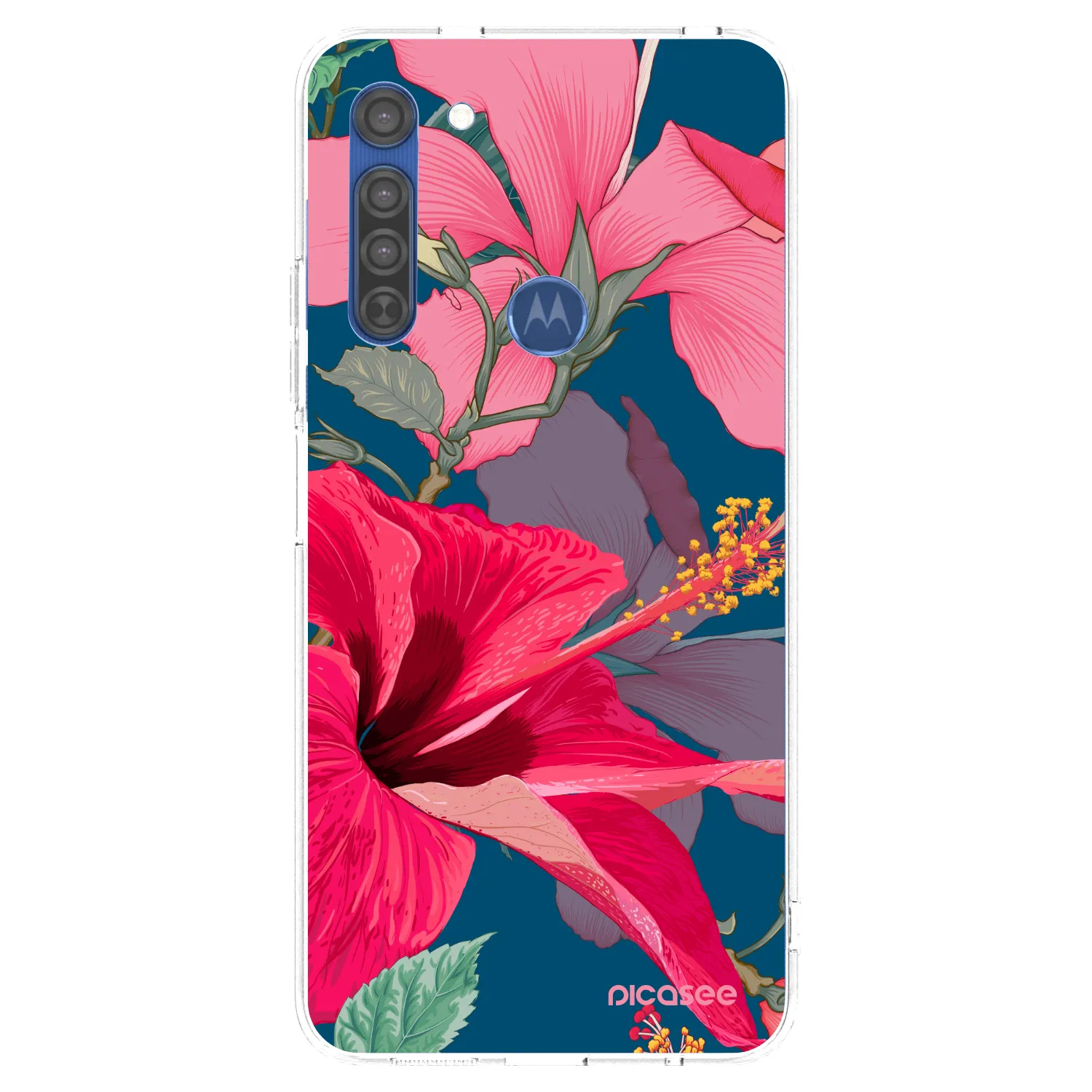 Picasee silikonowe przeźroczyste etui na Motorola Moto G8 - Hibiscus