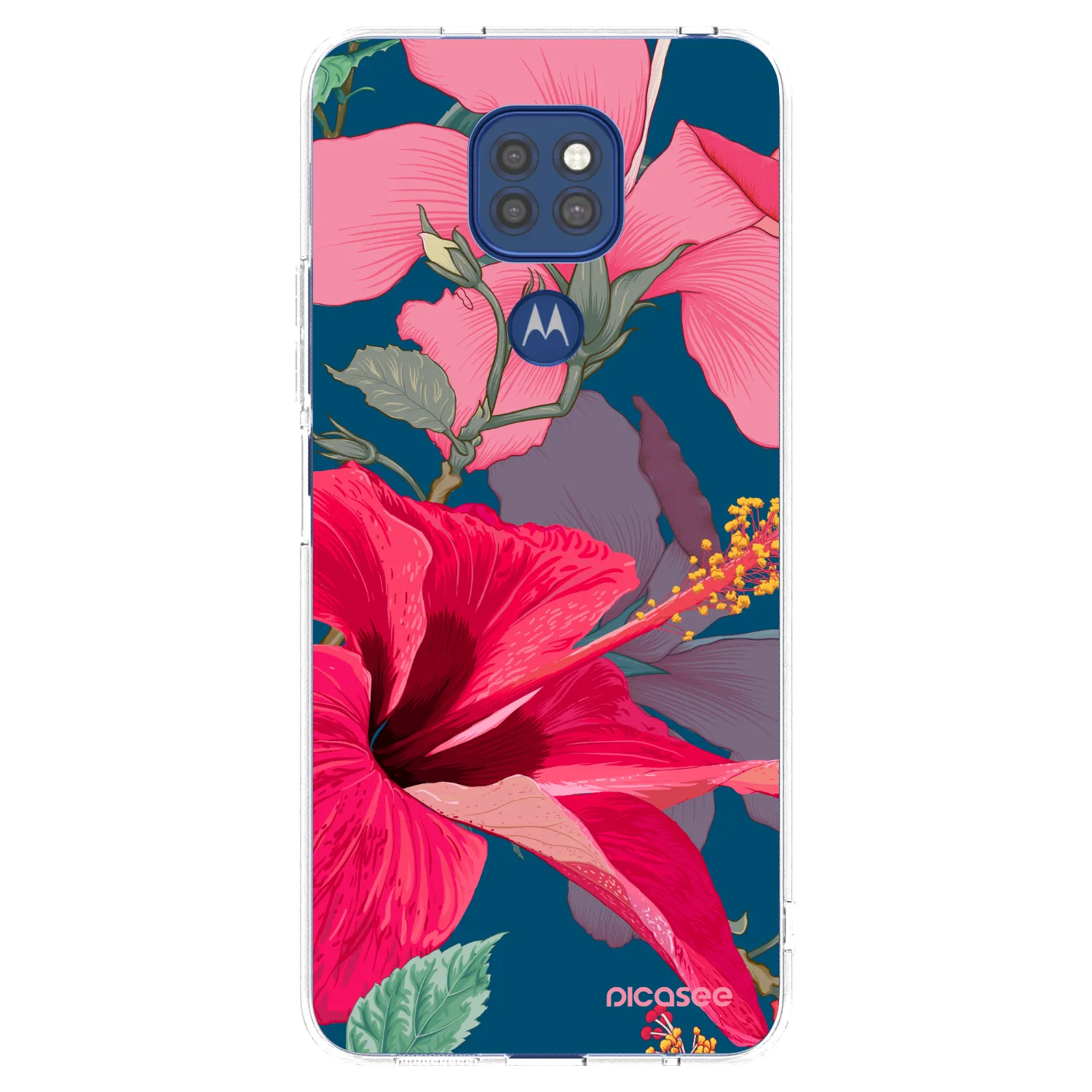 Picasee silikonowe przeźroczyste etui na Motorola Moto G9 Play - Hibiscus
