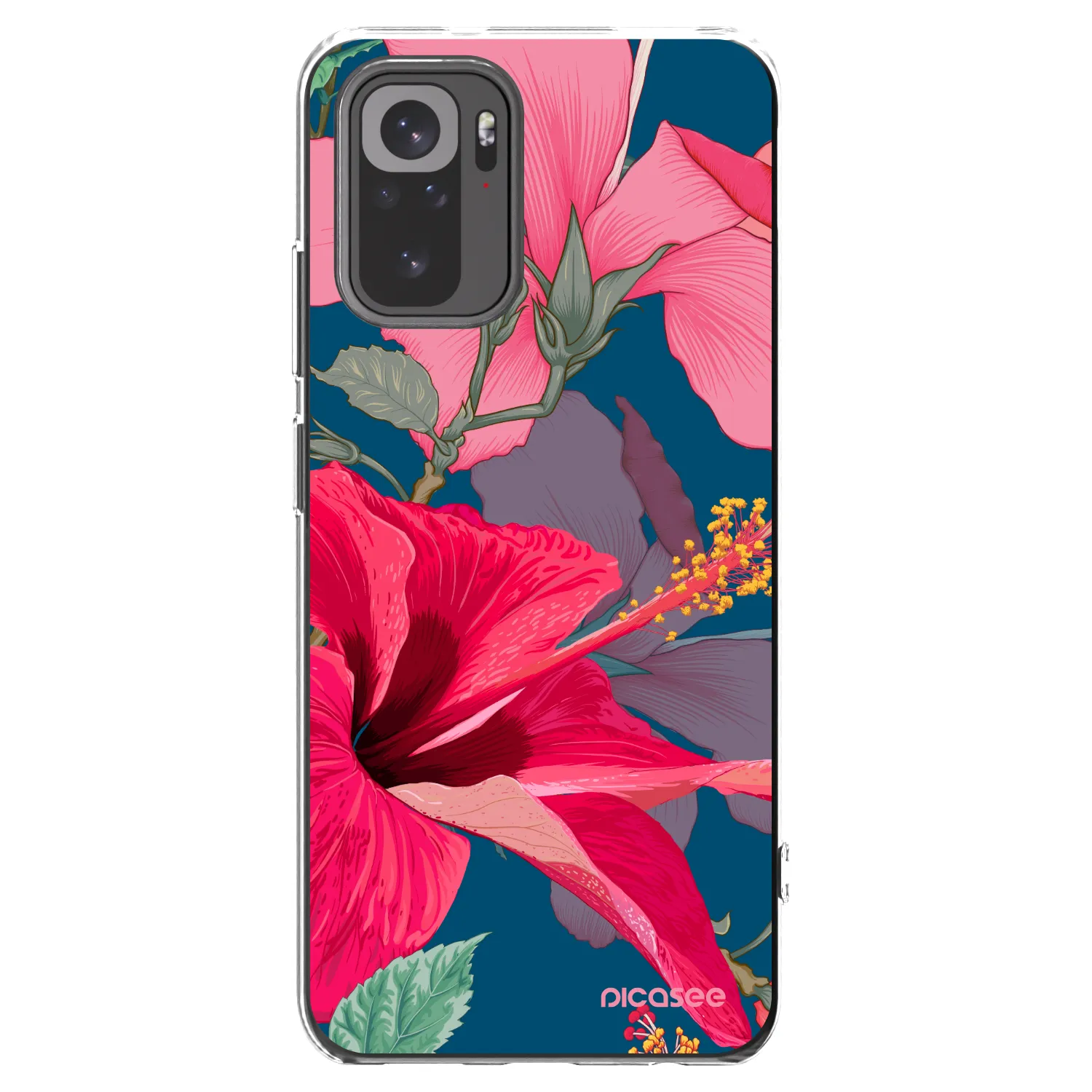 Picasee silikonowe przeźroczyste etui na Xiaomi Redmi Note 10 - Hibiscus