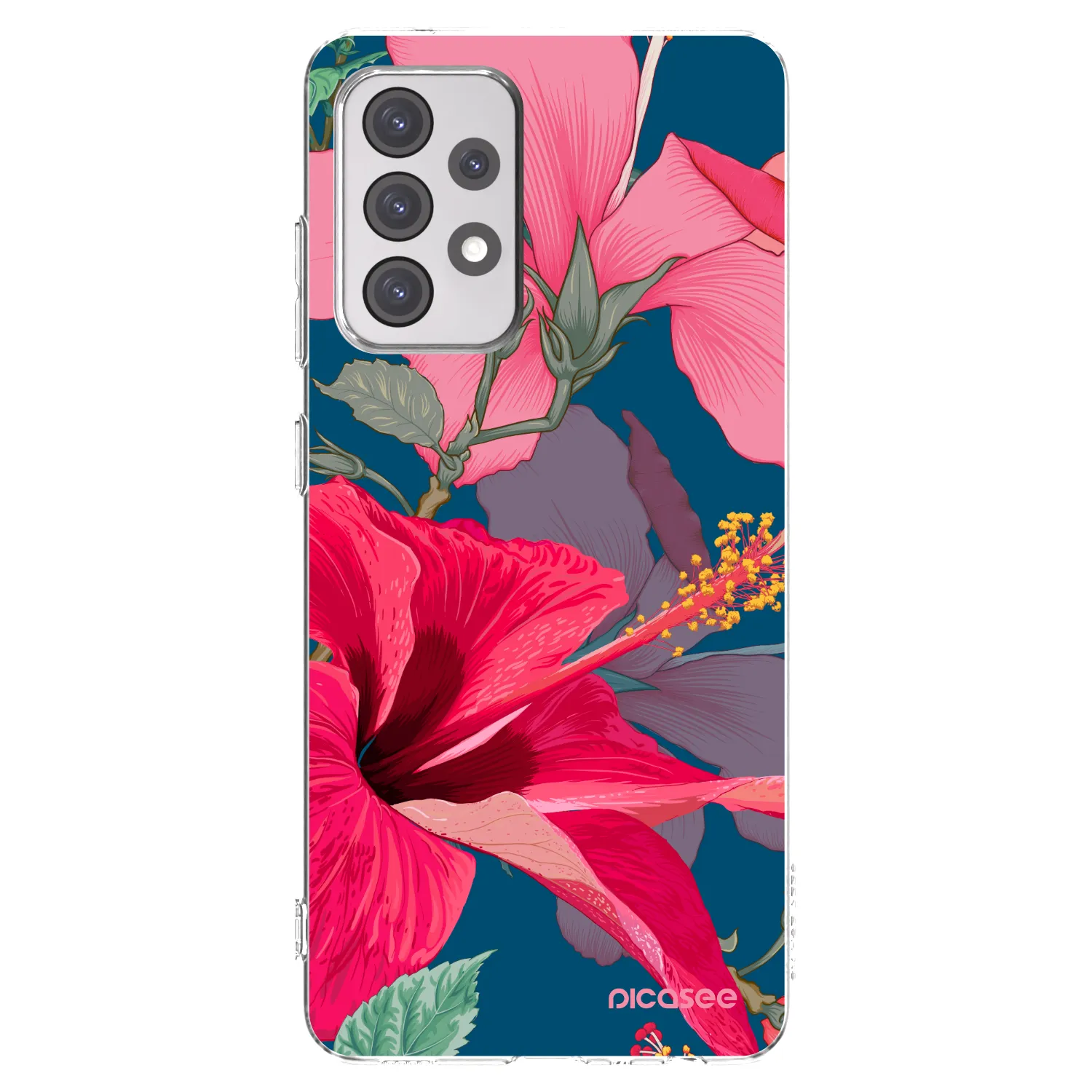 Picasee silikonowe przeźroczyste etui na Samsung Galaxy A52 5G A525F - Hibiscus