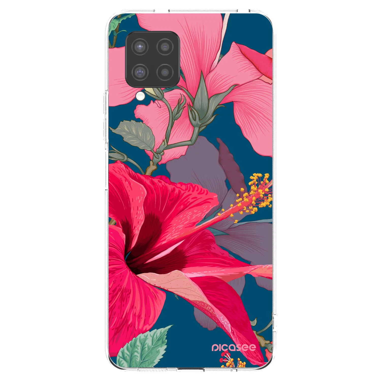 Picasee silikonowe przeźroczyste etui na Samsung Galaxy A42 A426B - Hibiscus